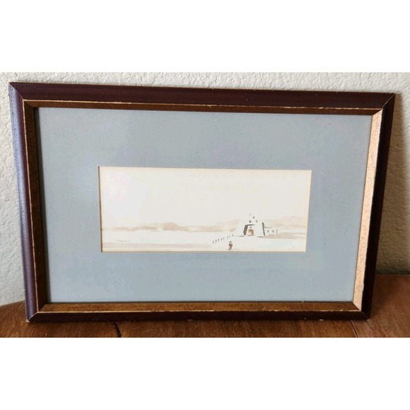 Antique "Lonely Mission" Watercolor Painting By Ewen 16 1/4 x‎ 10 5/8" Signed - Picture 1 of 3
